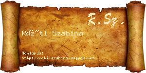 Réti Szabina névjegykártya