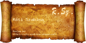 Réti Szabina névjegykártya
